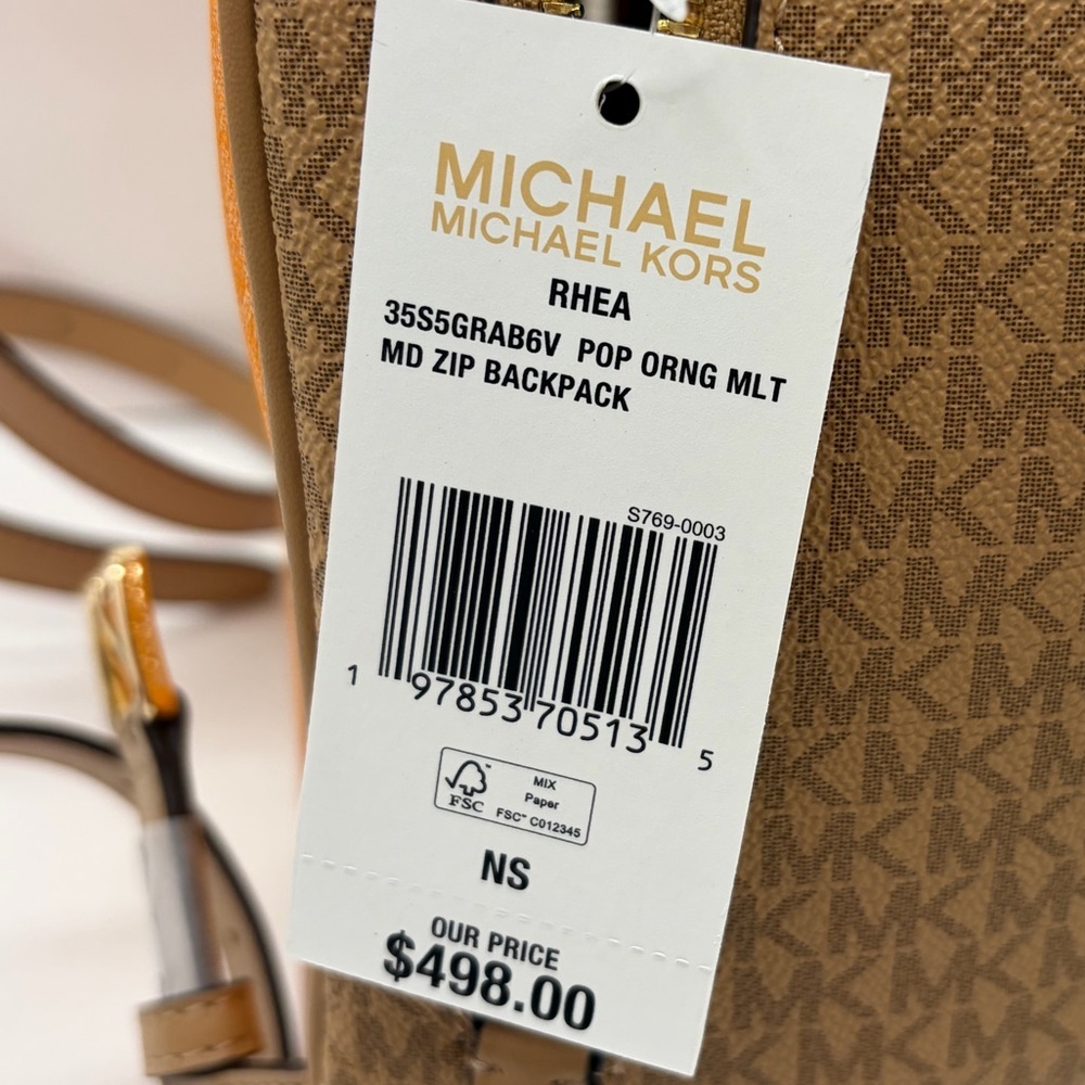 Michael Kors Rhea Medium Color-Block Signature Logo Backpack - Picture 12 of 13